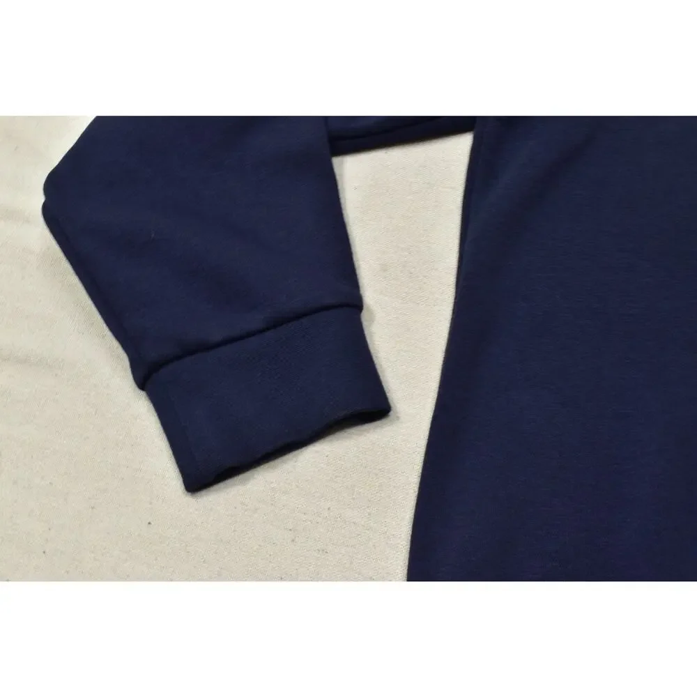 Adidas Men's 2XL Navy Blue Crewneck Sweatshirt White Linear Logo 3-Stripe Fleece